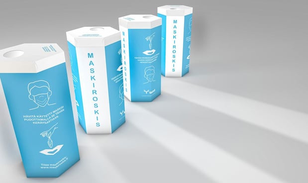 Une poubelle à masques usagés primée lors d'un concours de l'emballage scandinave 